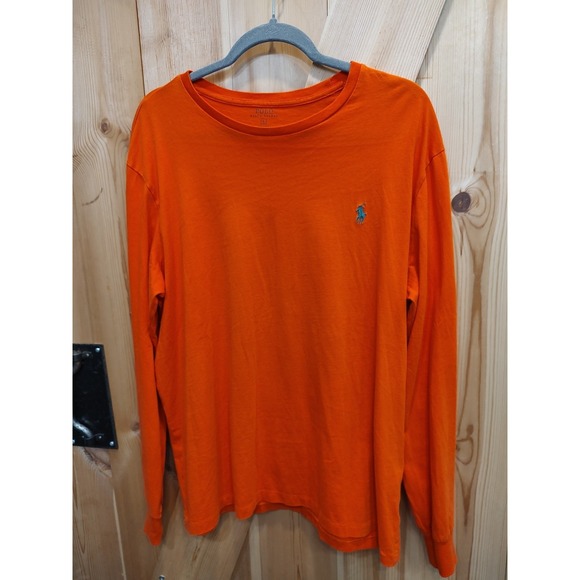 Polo Ralph Lauren Other - Polo Ralph Lauren Men Sz L  Long‎ Sleeve Crew Preppy T Shirt Orange Green Pony
